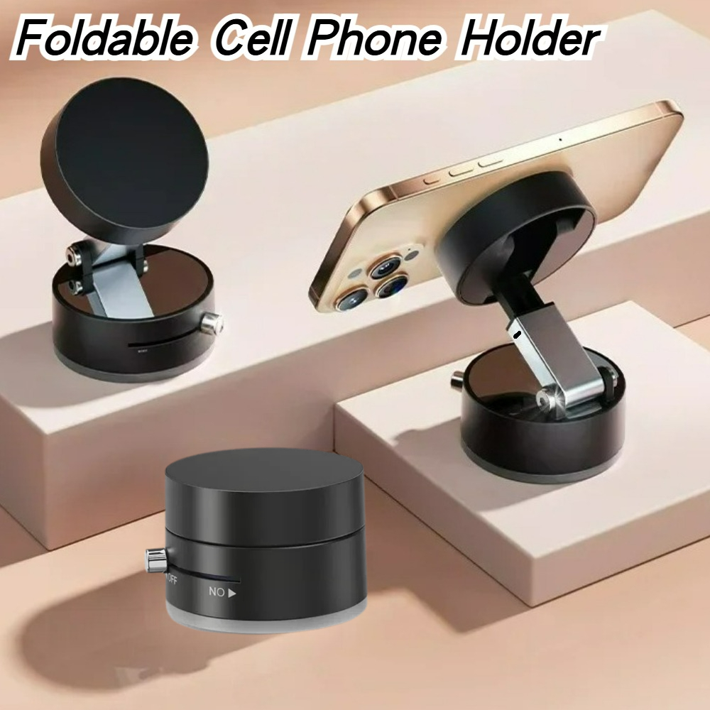 Desk Phone Stand - High Performance Magnetic Vacuum Holder Foldable