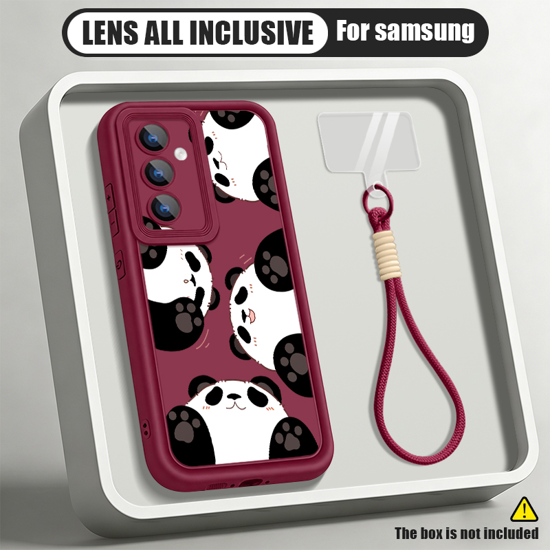 Samsung Galaxy S24 - Cartoon Panda Pattern Lanyard Phone Case