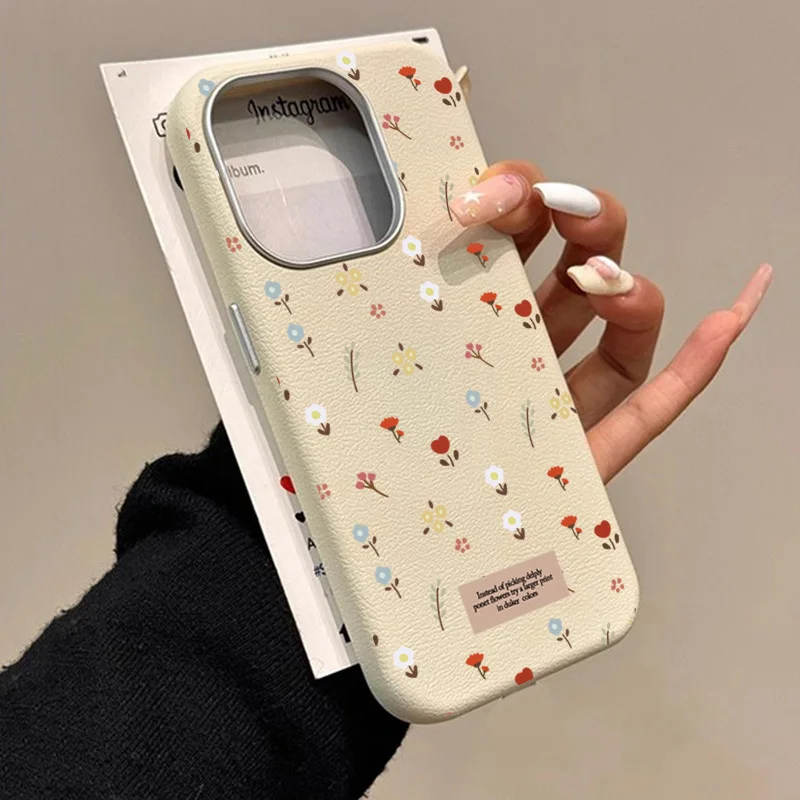 Samsung Galaxy A55 - Floral Leather Pattern Retro Fashion Case