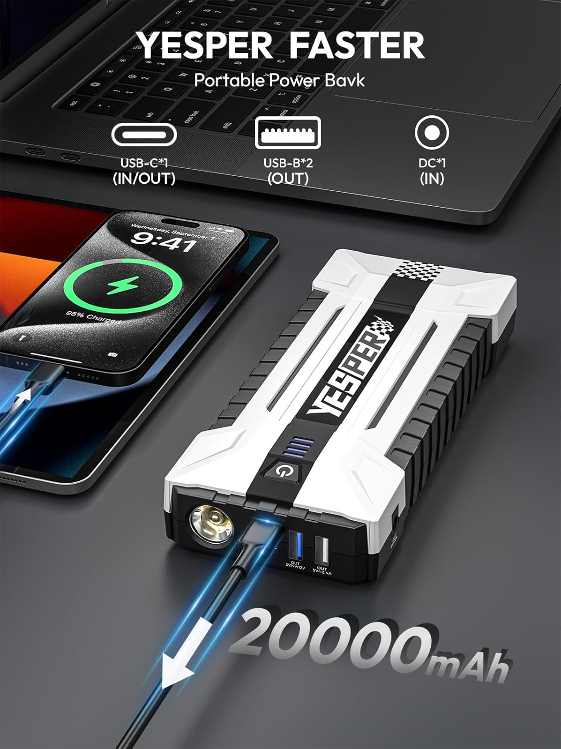 YEPSER YJS20 3000A Peak 12V Ca - đánh giá và giá Portable Charger 20000Mah