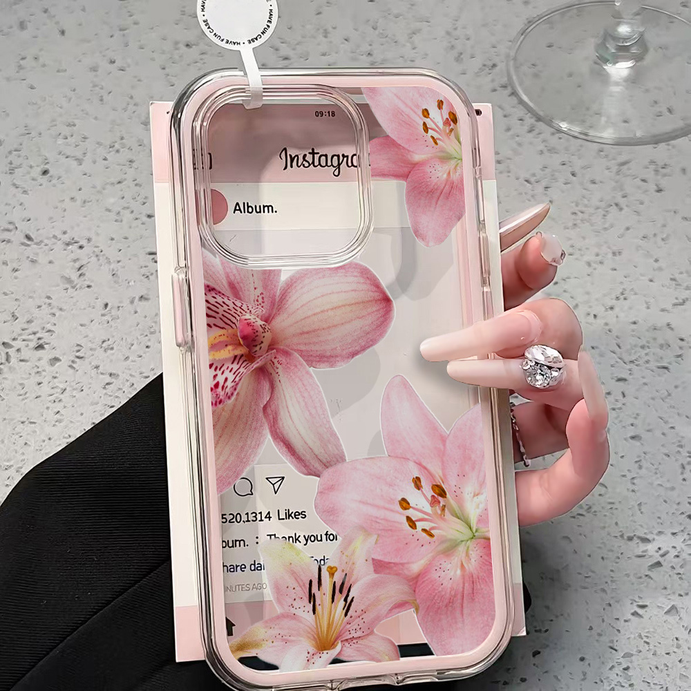 Pink Lily Flower Clear Phone C - đánh giá và giá Phone Accessories Iphone