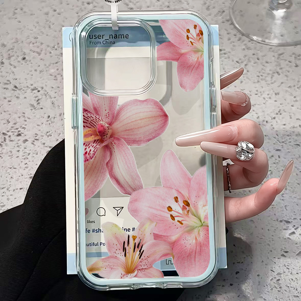 Pink Lily Flower Clear Phone C - đánh giá và giá Phone Accessories Iphone