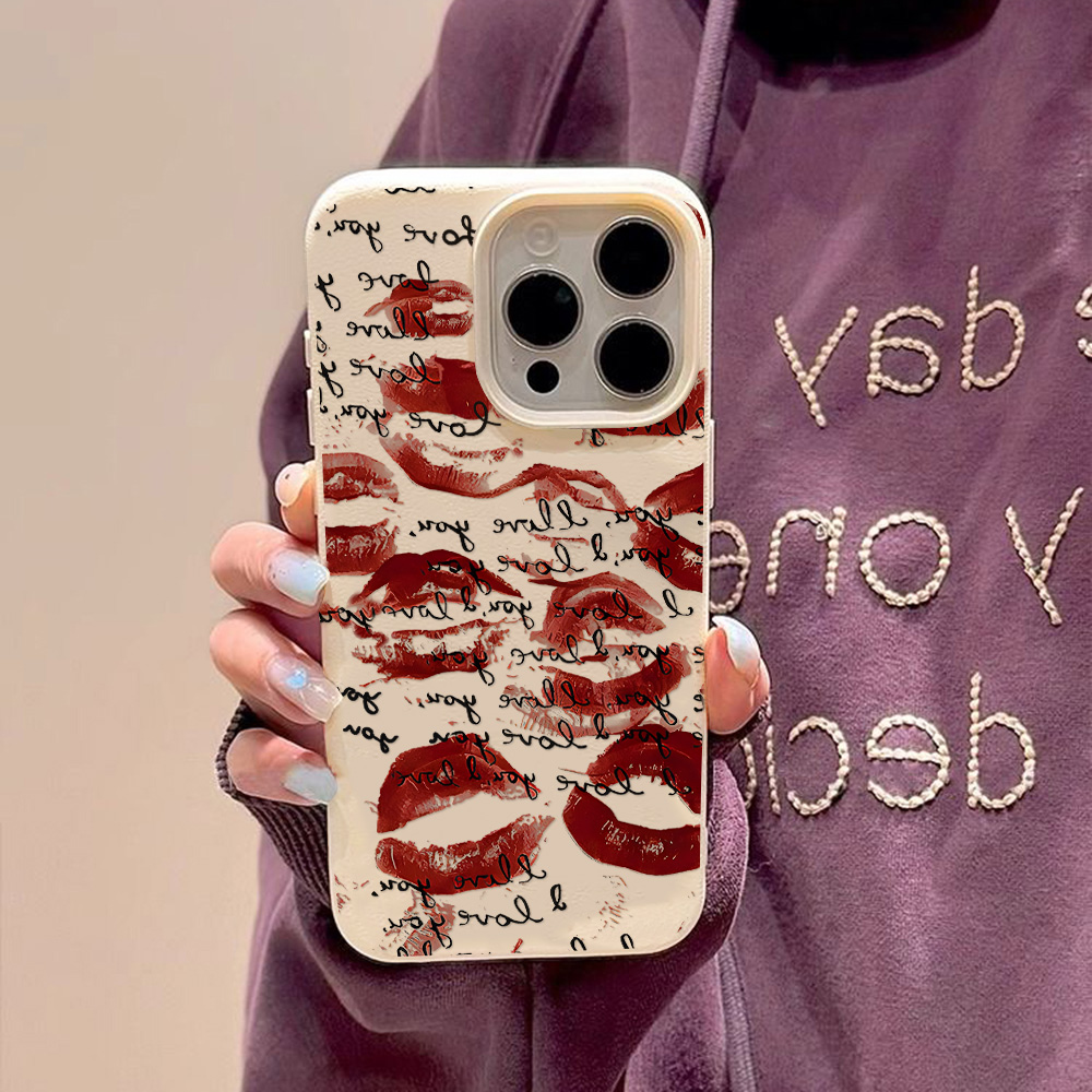 Bright Red Lips Leather Phone  - đánh giá và giá Phone Accessories Iphone