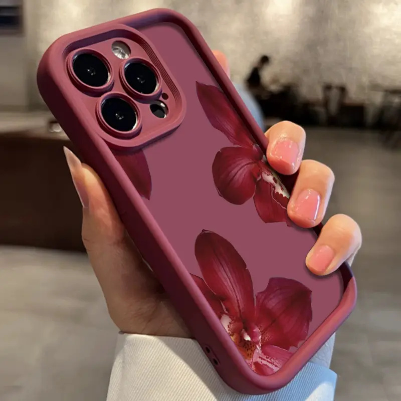Wine Red Orchid Flower Pattern - đánh giá và giá Phone Accessories To Sell