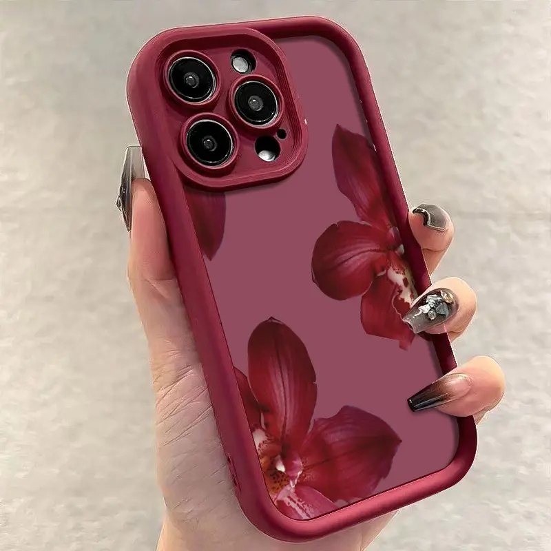 Wine Red Orchid Flower Pattern - đánh giá và giá Phone Accessories To Sell